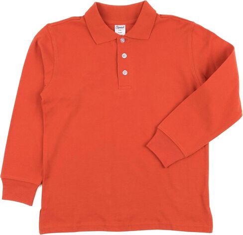 Leveret Kids & Toddler Boys Girls Long Sleeve 100% Cotton Polo Shirt Orange (Size 6 Years) in Saudi Arabia