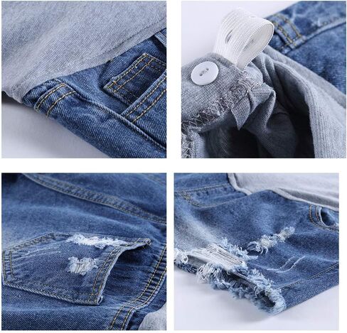 شورت جينز نسائي من zenicham ذو فتحة ممزقة وشرابة عالية الخصر للنساء الحوامل in Kuwait