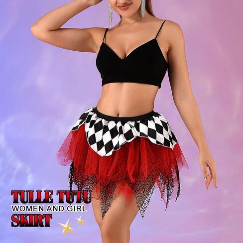 تنورة توتو للنساء من Victray للهالوين، تنورة من التول على شبكة العنكبوت، تنورة للحفلات، زي تنورات قصيرة باللون الأسود in Kuwait