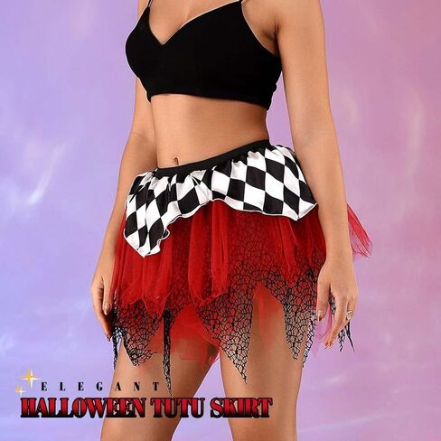 تنورة توتو للنساء من Victray للهالوين، تنورة من التول على شبكة العنكبوت، تنورة للحفلات، زي تنورات قصيرة باللون الأسود in Kuwait