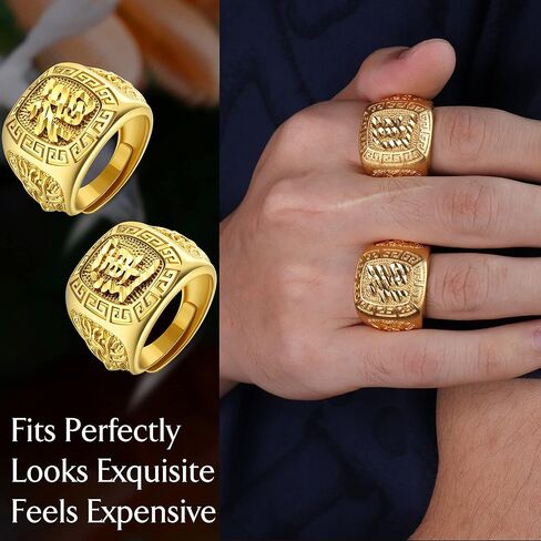 بستيل 4 قطع خواتم مطلية بالذهب للرجال خاتم مغني الراب كانجي خاتم الثراء / الحظ / الثروة مجموعة خواتم الحظ المفتوحة القابلة للتعديل in Kuwait