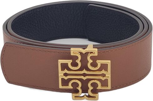 Tory Burch 141742 Britten Logo Black/Classic Tan With Gold Hardware 1.5 Inch Width Reversible Women's Belt in Saudi Arabia