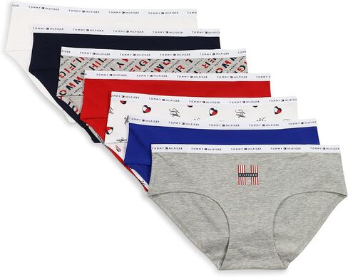 ملابس داخلية نسائية من Tommy Hilfiger، ملابس داخلية بيكيني كلاسيكية من القطن بشعار الماركة، 7 قطع in Kuwait