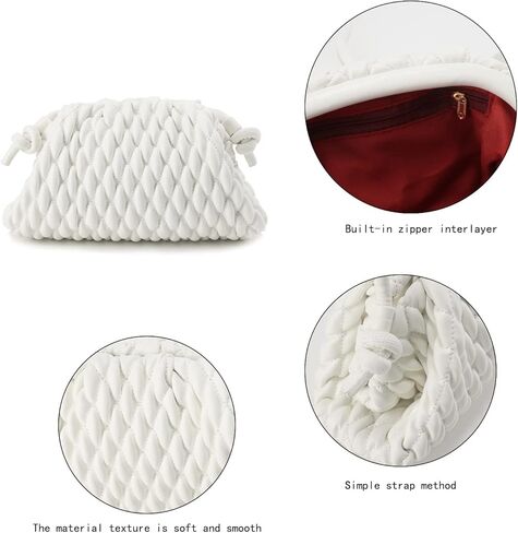 SUMICH محفظة كروس للنساء حقيبة يد مبطنة حقيبة زلابية محفظة سحابية حقيبة مكشكشة مصنوعة يدويًا من الجلد حقيبة هوبو in Kuwait