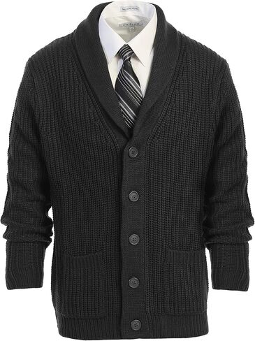 Gioberti Mens Heavy Weight Shawl Collar Knitted Regular Fit Long Sleeve Cardigan in Saudi Arabia
