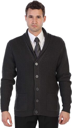 Gioberti Mens Heavy Weight Shawl Collar Knitted Regular Fit Long Sleeve Cardigan in Saudi Arabia