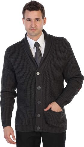 Gioberti Mens Heavy Weight Shawl Collar Knitted Regular Fit Long Sleeve Cardigan in Saudi Arabia