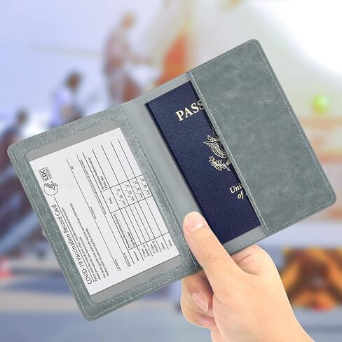 مجموعة حامل بطاقات جواز السفر واللقاح - حامل جواز السفر مع فتحة بطاقة اللقاح مقاومة للماء، حافظة جواز سفر من الجلد الصناعي، غطاء جواز سفر أنيق مع أنماط منقوشة ثلاثية الأبعاد، حامل جواز سفر رفيع للغاية للرجال والنساء in Kuwait