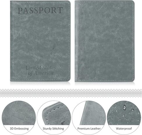 مجموعة حامل بطاقات جواز السفر واللقاح - حامل جواز السفر مع فتحة بطاقة اللقاح مقاومة للماء، حافظة جواز سفر من الجلد الصناعي، غطاء جواز سفر أنيق مع أنماط منقوشة ثلاثية الأبعاد، حامل جواز سفر رفيع للغاية للرجال والنساء in Kuwait