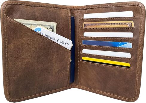 Western Leather Works, Cowboy Passport Wallet with Card Slots Handmade from Full Grain Leather - Storage Case for ID, Credit Cards & Cash, Tickets, Travel Essentials - Furry in Kuwait