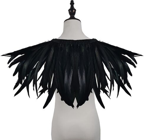 شال من AIDUZETY باللون الأسود الطبيعي من الريش - مناسب لحفلات الهالوين التنكرية ، باللون الأسود ، in Kuwait