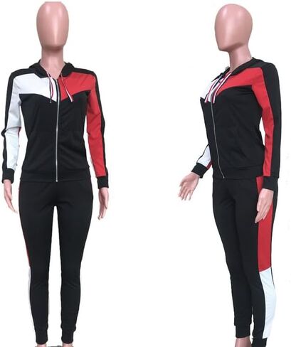 Nhicdns 2 قطعة ملابس للنساء عداء ببطء مجموعة نادي رسالة الفهد طباعة شريط المرقعة كم طويل العمل خارج Sweatsuits مجموعات in Kuwait