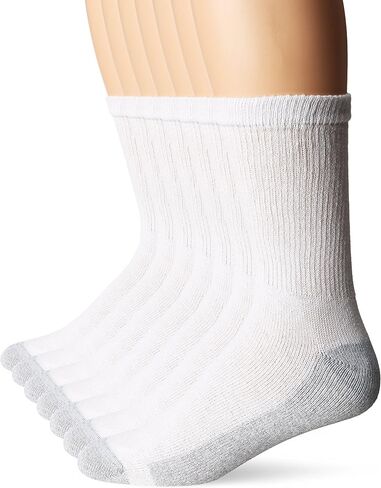 جوارب Hanes الرجالية البيضاء FreshIQ Cushion Crew من 7 قطع (زوج إضافي مجاني) in Saudi Arabia