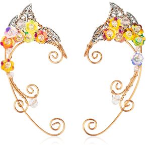 Elf Ear Cuffs for Women, Elven Fairy Earrings Handmade Metal Elf Cuffs Clip Earrings for Fantasy Renaissance Fairy Halloween Costume, Cosplay, Wedding - Yolmina in Kuwait