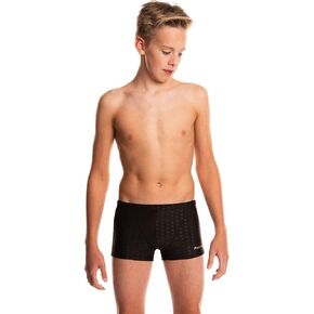 Flow Square Leg Swimsuit - Boxer Brief Shaped Swim Trunks Size 21 to 30 for Boys in Black and Blue