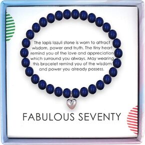 SOLINFOR 70th Birthday Gifts for Women - Lapis Lazuli Beads Bracelet - 70 Years Old Jewelry Gift Idea for Her in Kuwait