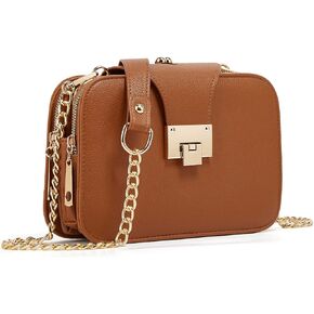 forestfish Ladies Black PU Leather Shoulder Bag Evening Clutch Purse Crossbody Bag with Metal Chain Strap