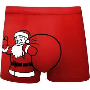 Men's Christmas Briefs, Santa Clause Humorous Boxers Soft Cotton Stretch Underwear No Ride up Boxer for Men, Funny Boxers Christmas Valentine's Birthday Gag Gifts Red in Saudi Arabia