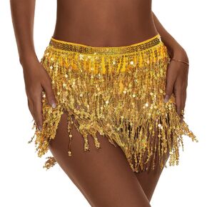 Belly Dance Skirt Hip Scarf Sequin Fringe Skirt Boho Clothes Tassel Disco Dress Rave Outfits for Women Girl Festival Playsuit in Saudi Arabia