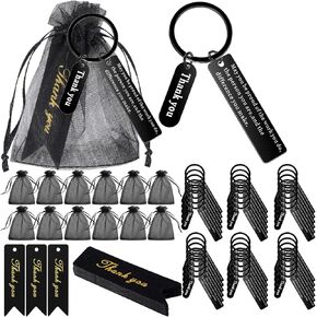150 Pcs Employee Appreciation Thank You Gifts Bulk 50 Thank You Keychains for Coworkers Inspirational Volunteer Appreciation Keychain 50 Organza Bags 50 Thank You Cards for Team CNA Week Gifts(White)