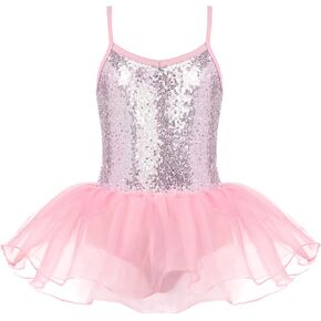 Zaclotre Little Girls Sequin Leotard Sparkly Strap Ballet Leotards Tutu Dress Ballerina Outfit Dance Costume for Kids