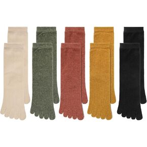 Ech.Apr 5-Pairs Toe Socks for Women,Cotton Athletic Running Women's Toe Socks 5 Fingers,Colored Cute Comfort