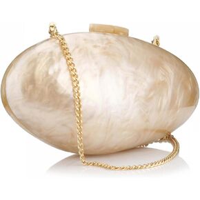 EROUGE Women Evening Pearl Bag Gold Acrylic Clutch Handbag for Evening Wedding Party