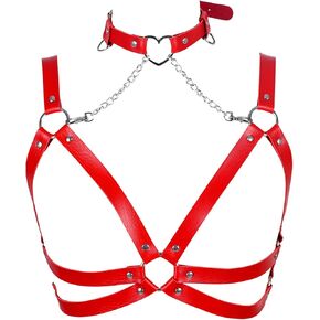 Lingerie cage Chest strap Leather Bra Body chain harness for women Punk Festival rave Dance Rock Photography Waist belt