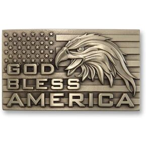 Indiana Metal Craft God Bless America Belt Buckle Made In USA in Saudi Arabia