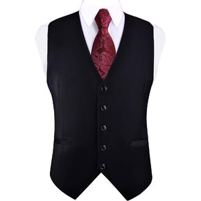 GUSLESON Men's V-Neck Suit Vests Solid Color Formal Slim Fit Business Dress Vest Waistcoat in Saudi Arabia