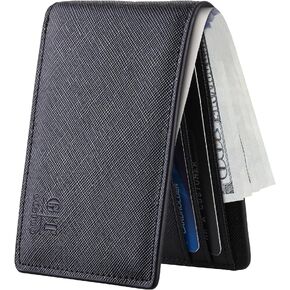 Gostwo Mens Slim Minimalist Front Pocket Wallet Genuine Leather ID Window Card Case RFID Blocking in Kuwait