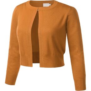 سترة صوفية نسائية كلاسيكية من COMFY WORLD بأكمام 3/4 كم بوليرو برقبة دائرية وخطاف أمامي ناعم ومتماسكة ومفتوحة (S-XL) in Kuwait