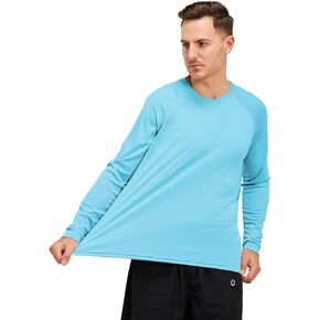Mens 50+ UPF Long Sleeve Shirt, Sun Protection Shirts UV Outdoor Lightweight Fishing T-Shirt for Hiking Swimming Rash Guard