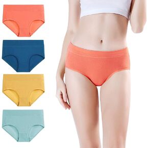 wirarpa Women's Cotton Stretch Underwear Soft Mid Rise Briefs Underpants 4 Pack