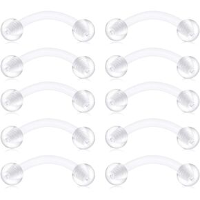 JFORYOU Clear Bioflex Acrylic Curved Barbell Belly Button Rings Snake Eyes Tongue Ring Retainer Piercing 14G 12/14/16 mm