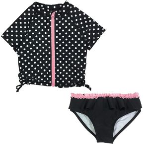 SwimZip Girl 2 Piece Short Sleeve Rash Guard Swimsuit UPF 50+ (Multiple Colors)