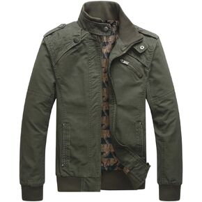 Dwar Men's Casual Washed Cotton Military Outdoor Jackets with Shoulder Straps in Saudi Arabia