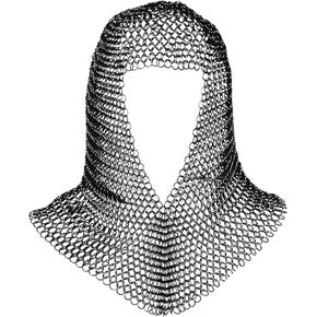 Mythrojan Chainmail Coif Medieval Knight Renaissance Armor Chain Mail Hood Viking LARP 16 Gauge