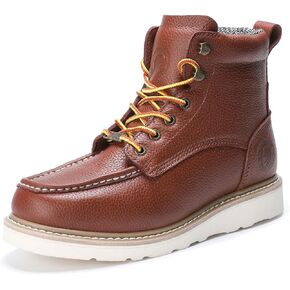 ROCKROOSTER Walker Work Boots for Men, 6" Soft Toe Comfortable Boots, Wedge Sole, Arch Support Anti-Fatigue Boots, Leather Insulated Safety Boots, Electric Hazard AP360