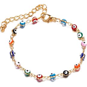 Dainty Evil Eye Bracelets for Women,14K Gold Evil Eye Chain Bracelet for Girls