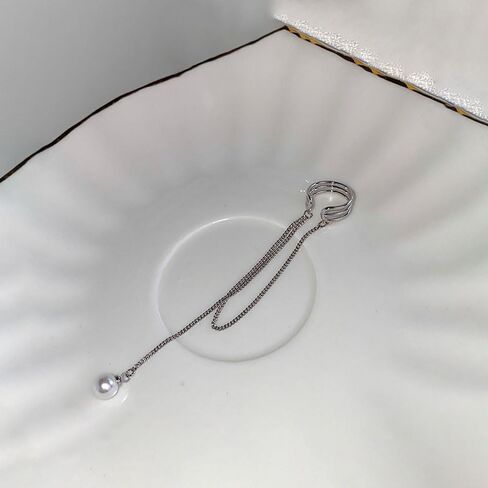 شرابة سلسلة اللؤلؤ الأذن كليب لا ثقب الكفة الأقراط سلسلة للنساء في سن المراهقة الفتيات الغضروف التفاف الأقراط شرابة سلسلة كليب على الأذن لا ثقب in Kuwait