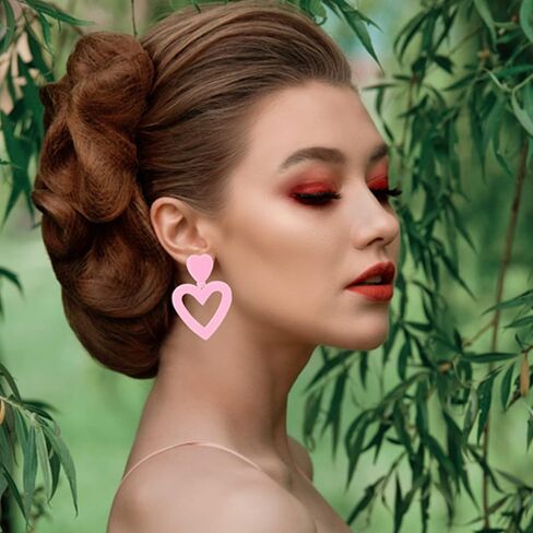 Valentines Day Earrings for Women Red Love Heart Dangle Earrings Sparkling Rhinestone Heart Earrings for Girls Valentines Day Gifts for Her 80 90s Retro Earrings for Women Girl Jewelry Gifts in Kuwait