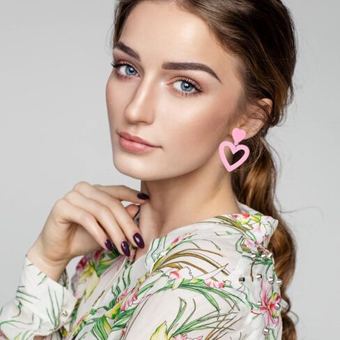 Valentines Day Earrings for Women Red Love Heart Dangle Earrings Sparkling Rhinestone Heart Earrings for Girls Valentines Day Gifts for Her 80 90s Retro Earrings for Women Girl Jewelry Gifts in Kuwait