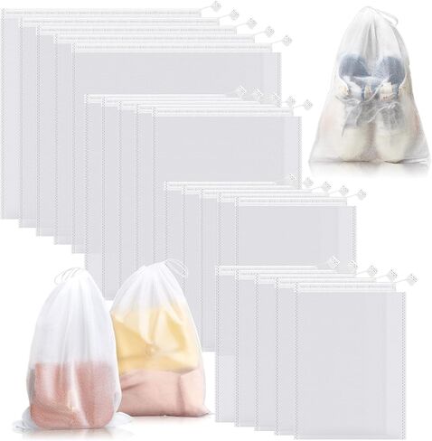 Windyun 120 Pcs Transparent Shoe Bags for Travel Large Clear Shoes Storage Organizers Pouch with Rope for Men and Women Portable Drawstring Non Woven Fabric Purse Covers for Dust and Storage in Saudi Arabia