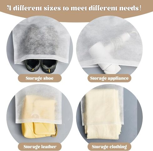 Windyun 120 Pcs Transparent Shoe Bags for Travel Large Clear Shoes Storage Organizers Pouch with Rope for Men and Women Portable Drawstring Non Woven Fabric Purse Covers for Dust and Storage in Saudi Arabia