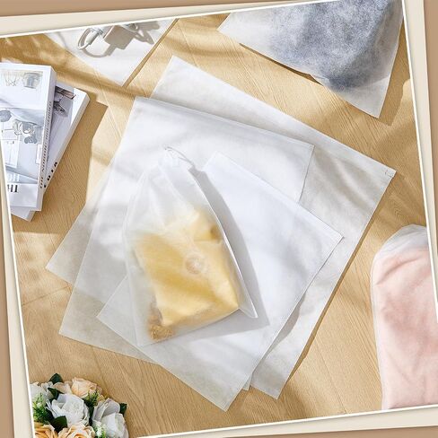 Windyun 120 Pcs Transparent Shoe Bags for Travel Large Clear Shoes Storage Organizers Pouch with Rope for Men and Women Portable Drawstring Non Woven Fabric Purse Covers for Dust and Storage in Saudi Arabia