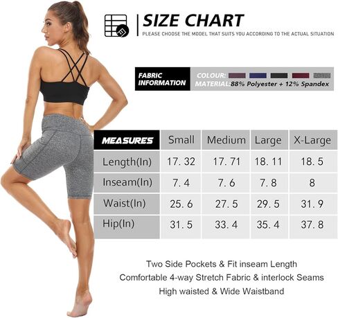 3 قطع شورت يوغا عالي الخصر للجيب مقاس 8 بوصات/5 بوصات للتحكم في البطن، شورت رياضي للجري غير شفاف in Kuwait