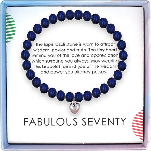 SOLINFOR 70th Birthday Gifts for Women - Lapis Lazuli Beads Bracelet - 70 Years Old Jewelry Gift Idea for Her in Kuwait