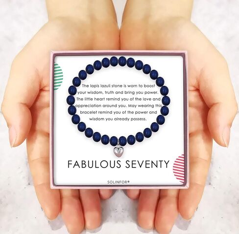 SOLINFOR 70th Birthday Gifts for Women - Lapis Lazuli Beads Bracelet - 70 Years Old Jewelry Gift Idea for Her in Kuwait