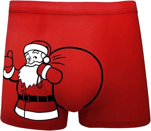 Men's Christmas Briefs, Santa Clause Humorous Boxers Soft Cotton Stretch Underwear No Ride up Boxer for Men, Funny Boxers Christmas Valentine's Birthday Gag Gifts Red in Saudi Arabia